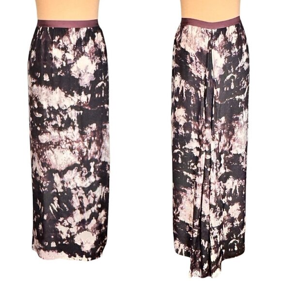 NWT AG Adriano Goldschmied Maxi Skirt Sz.M 100% Silk Brown Tie Dye 90s Boho Y2K - Picture 1 of 11
